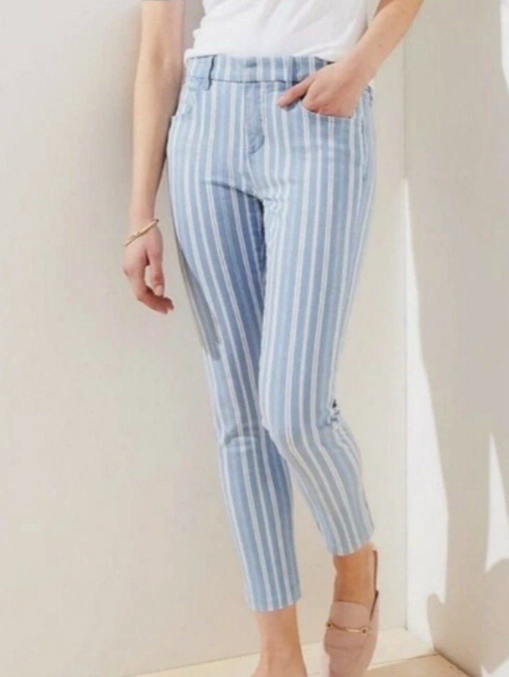 Loft Modern Skinny Crop Striped Pants size 00